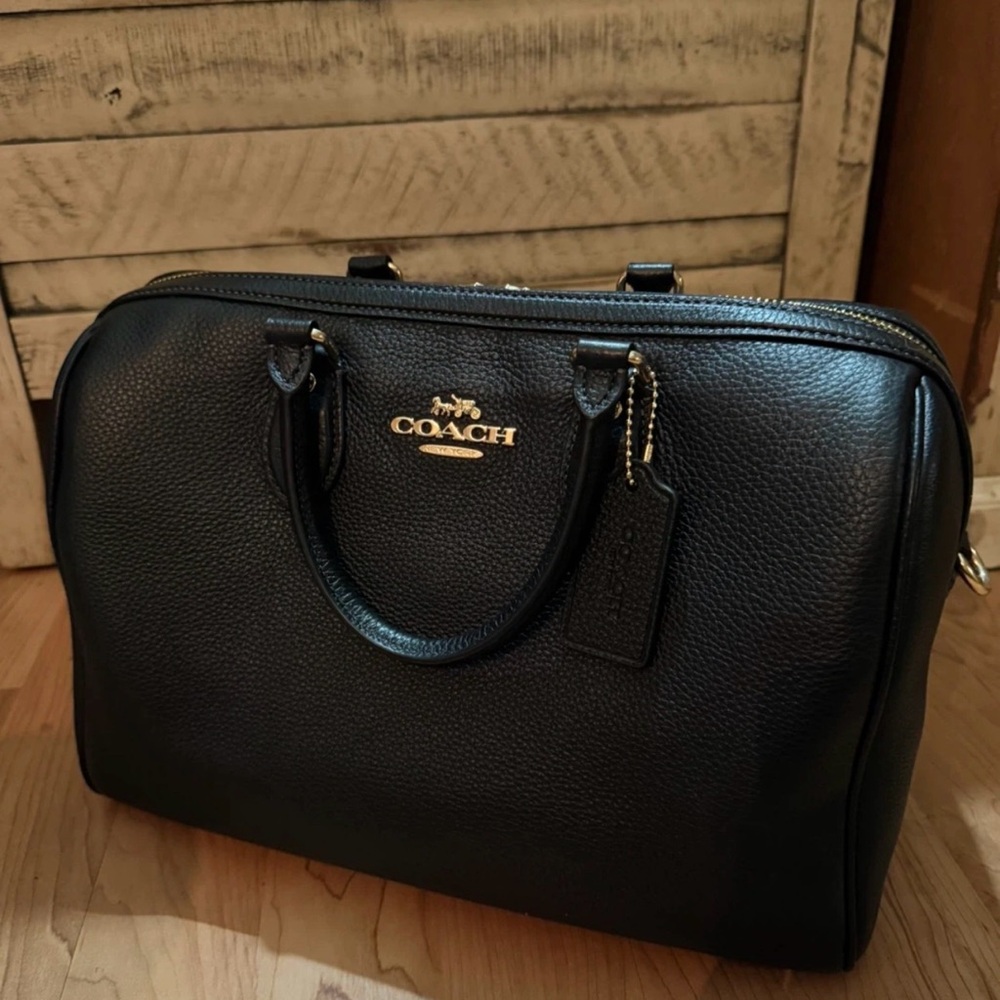 🖤 Coach Large Rowan Satchel – Black Pebbled Leather 🖤